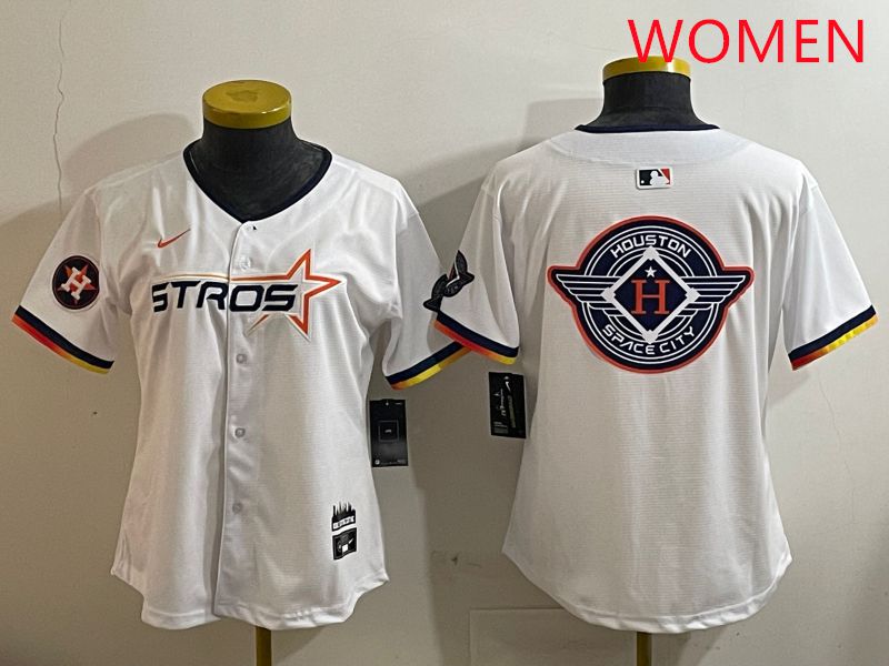 Women Houston Astros Blank White three generations Joint Name Nike 2025 MLB Jersey style 28->women mlb jersey->Women Jersey